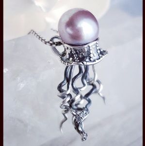 Jellyfish Necklace with Genuine Pearl